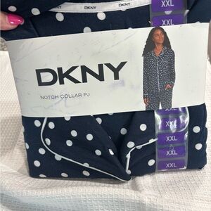 DKNY Dark Blue and White Polka Dot Pajama Set